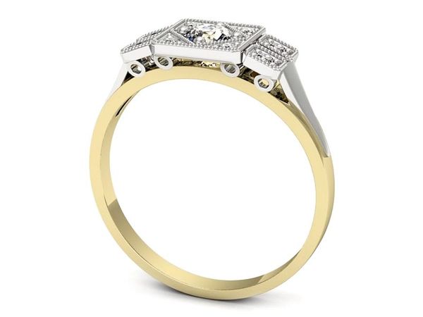 Pierścionek z diamentami żółte białe złoto - P15021bzbr_P_G