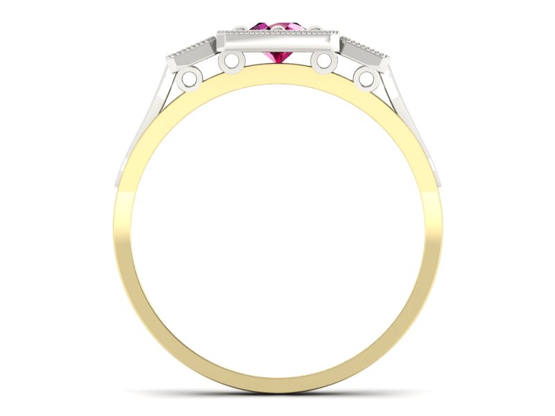 Pierścionek z rubinem i diamentami - p15021zbr - 2