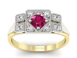 Pierścionek z rubinem i diamentami - p15021zbr