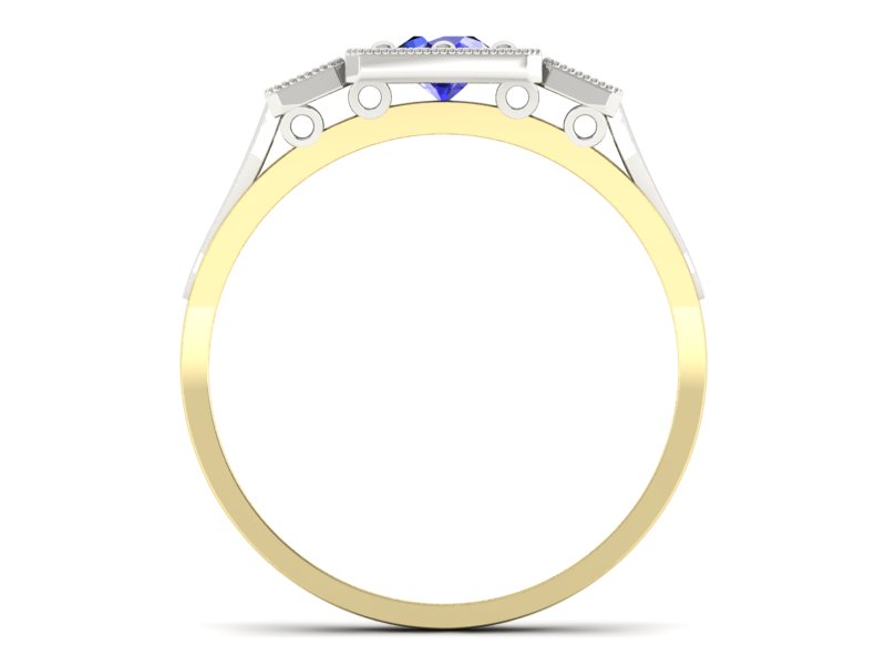 Pierścionek z szafirem i diamentami - p15021zbszc - 2