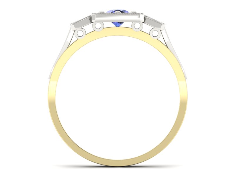 Pierścionek z tanzanitem i brylantami - p15021zbt - 2