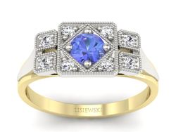 Pierścionek z tanzanitem i brylantami - p15021zbt