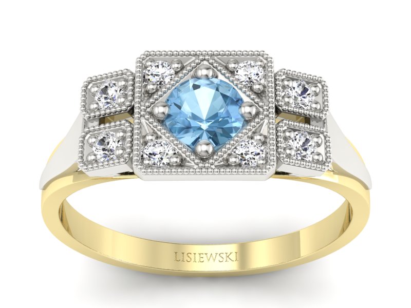 Pierścionek z topazem i brylantami - p15021zbtp - 1