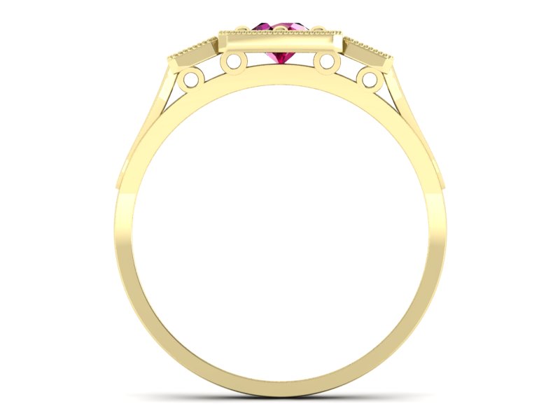 Złoty pierścionek z rubinem i brylantem - p15021zr - 2