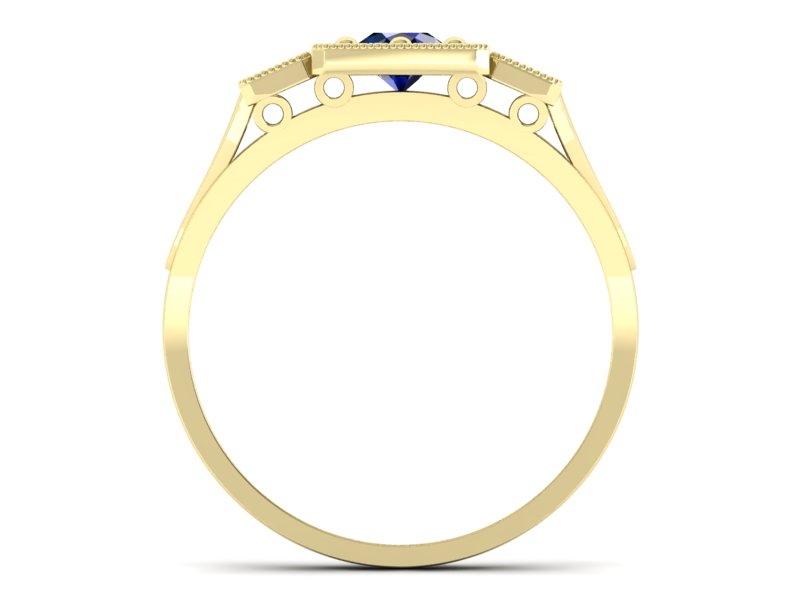 Złoty pierścionek z szafirem i brylantami - p15021zsz - 2