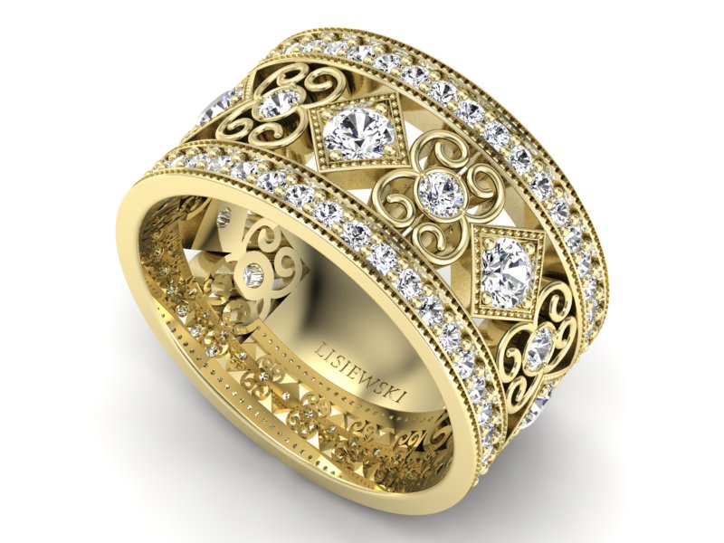 Obrączka z brylantami żółte złoto - P15022z