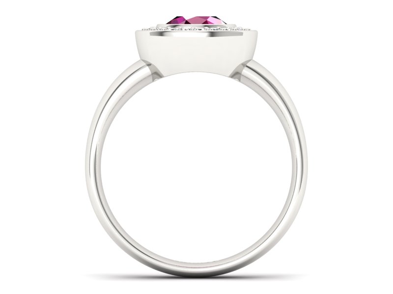 Pierścionek z rubinem i brylantami białe złoto - P15023b_rub - 2