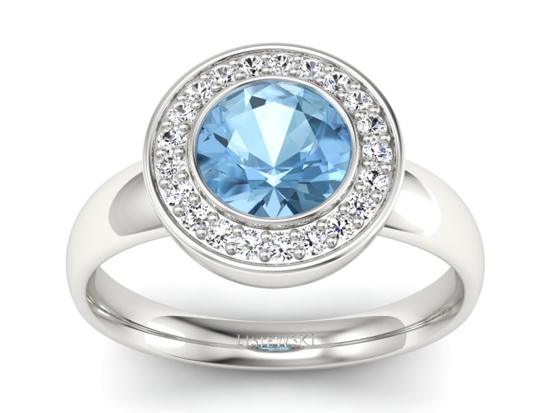 Pierścionek z topazem i brylantami białe złoto - P15023b_top - 1
