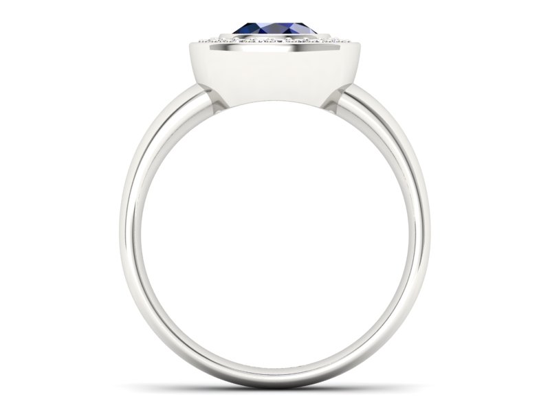Pierścionek z szafirem i brylantami białe złoto - p15023bsz - 2