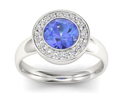 Pierścionek z tanzanitem białe złoto z brylantami - p15023bt