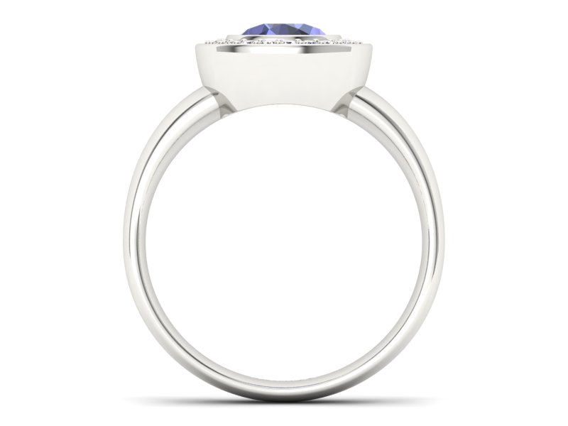 Pierścionek z tanzanitem białe złoto z brylantami - p15023bt - 2