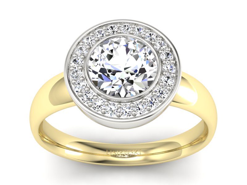 Pierścionek z brylantami białe żółte złoto - P15023bz_SI_H - 1