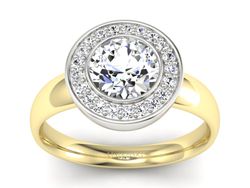 Pierścionek z brylantami białe żółte złoto - P15023bz_SI_H