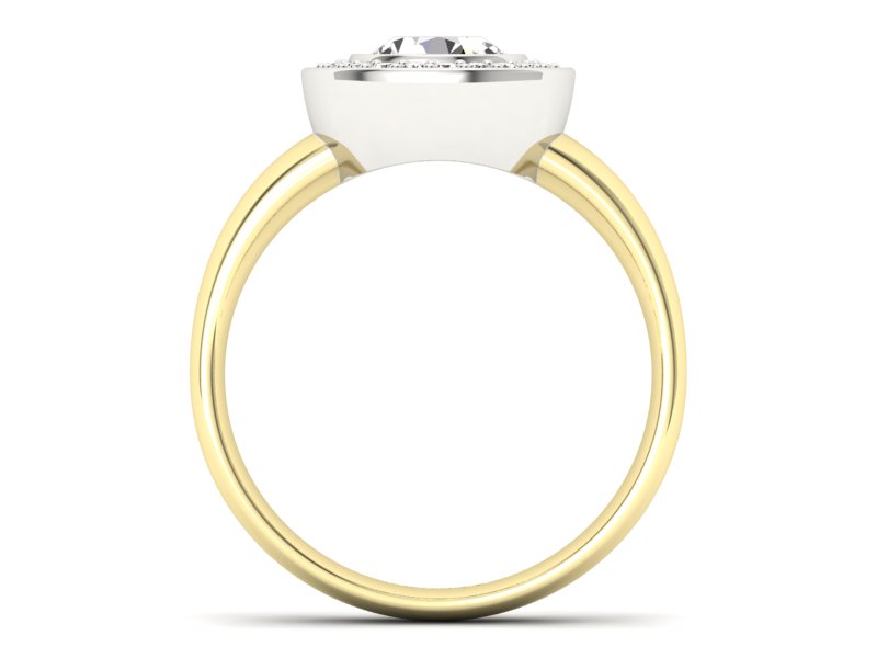 Pierścionek z brylantami białe żółte złoto - P15023bz_SI_H - 2