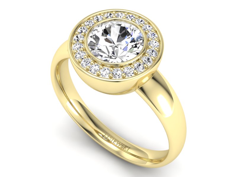 Złoty pierścionek z brylantem żółte złoto - p15023z - 3