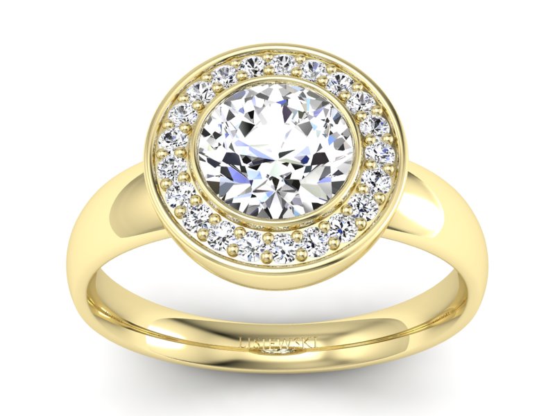 Złoty pierścionek z brylantem żółte złoto - p15023z - 1