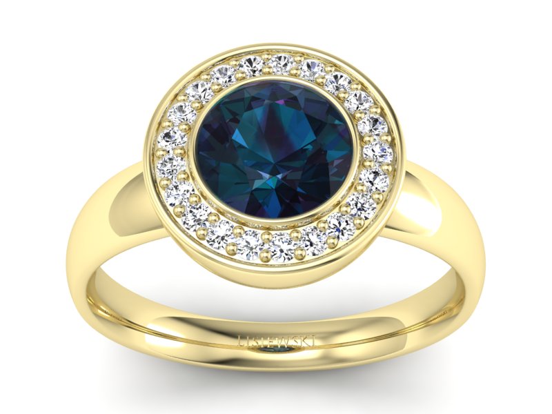 Pierścionek z aleksandrytem i brylantami - p15023zal - 1