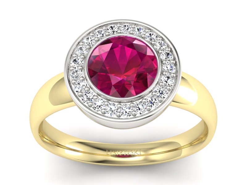 Pierścionek z rubinem i diamentami - p15023zbr - 1