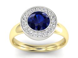 Złoty pierścionek z szafirem i brylantami - p15023zbsz