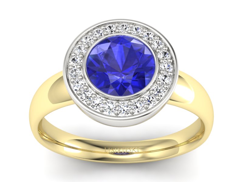 Pierścionek z szafirem i diamentami - p15023zbszc - 1