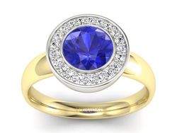 Pierścionek z szafirem i diamentami - p15023zbszc