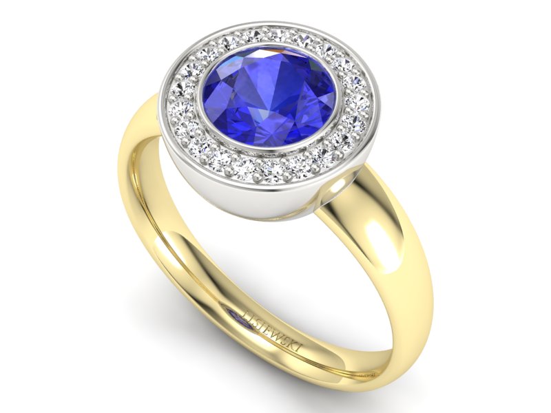 Pierścionek z szafirem i diamentami - p15023zbszc - 3