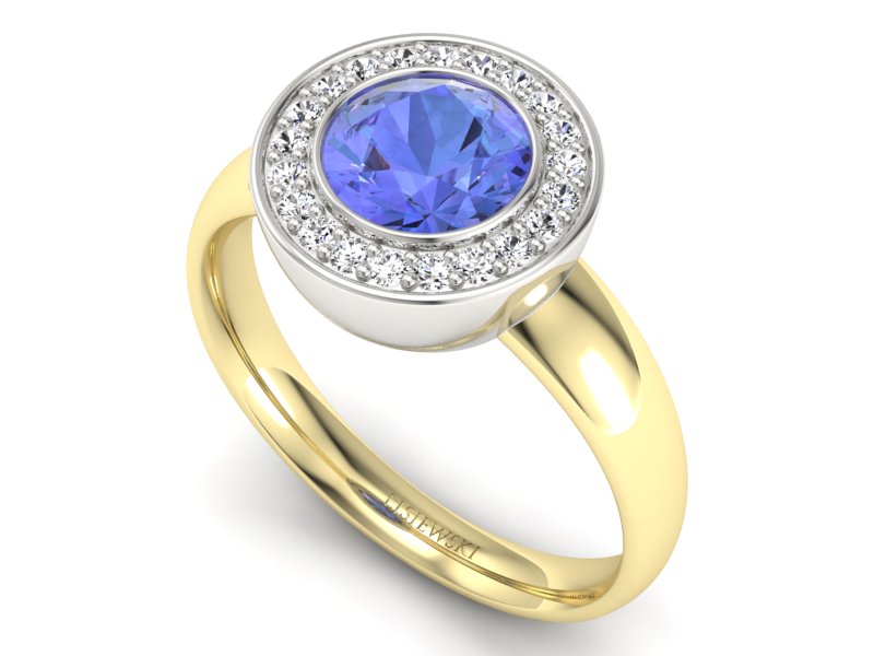Pierścionek z tanzanitem i brylantami - p15023zbt - 3