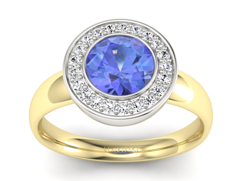 Pierścionek z tanzanitem i brylantami - p15023zbt - 1
