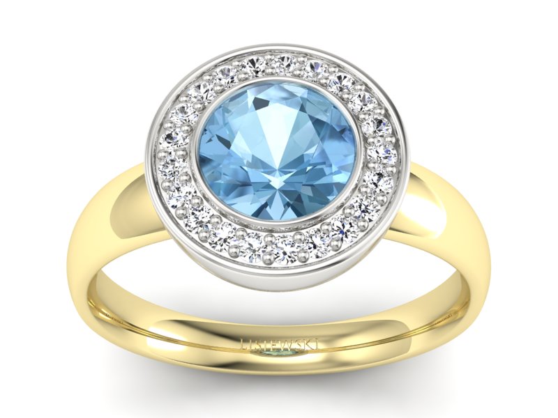Pierścionek z topazem i brylantami - p15023zbtp - 1