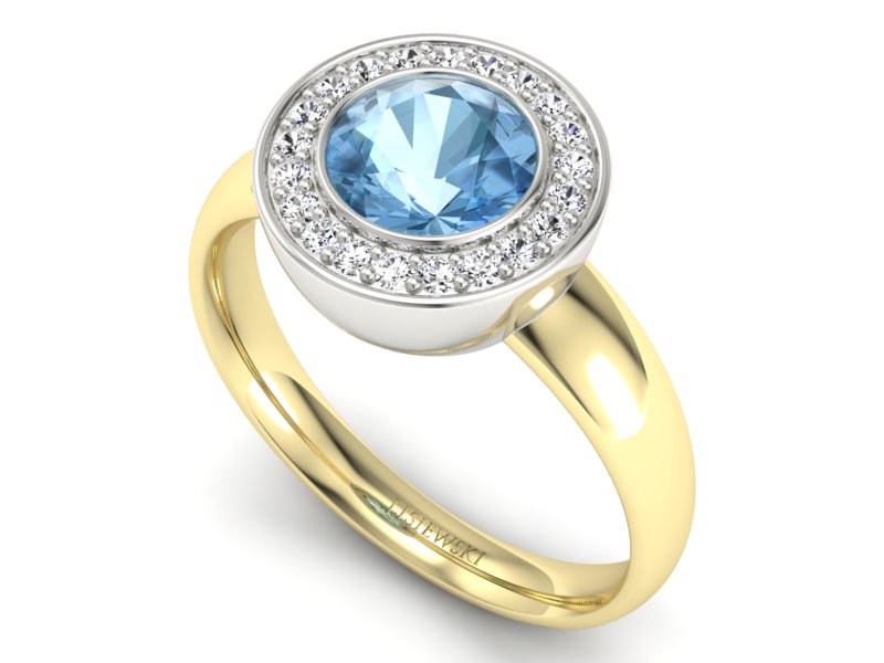 Pierścionek z topazem i brylantami - p15023zbtp - 3