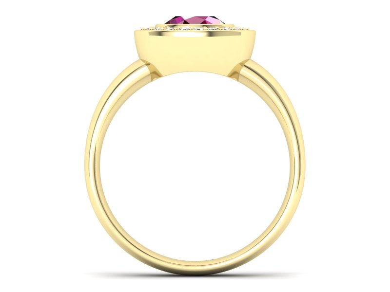 Pierścionek z rubinem i brylantami żółte złoto - p15023zr - 2