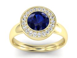 Złoty pierścionek z szafirem i brylantami - p15023zsz