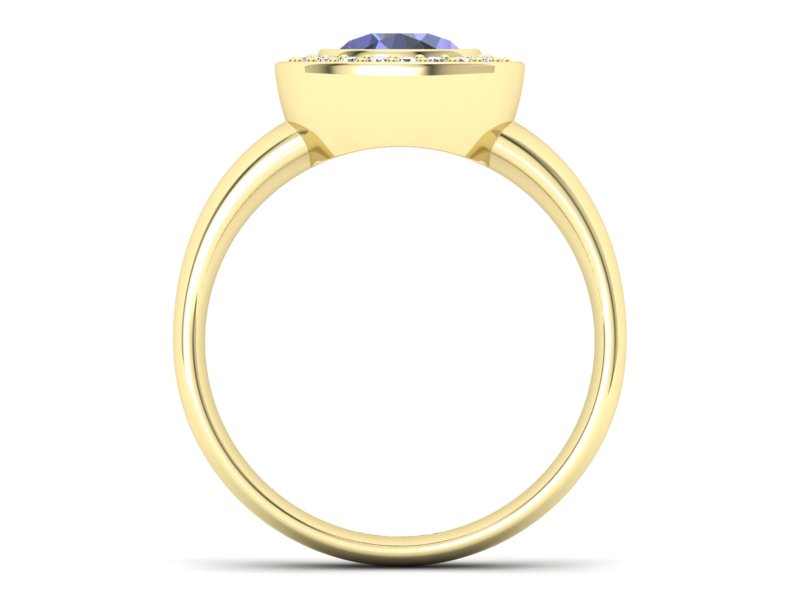 Pierścionek z tanzanitem i brylantami żółte złoto - p15023zt - 2