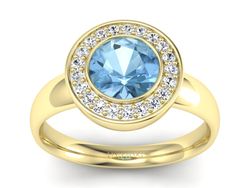 Pierścionek z topazem i brylantami żółte złoto - p15023ztp