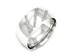 Pierscionek Obrączka z brylantami białe złoto 585 - P15027bi