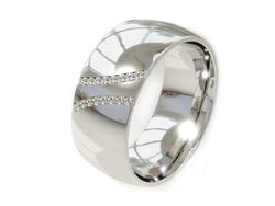 Pierscionek Obrączka z brylantami białe złoto 585 - P15028b