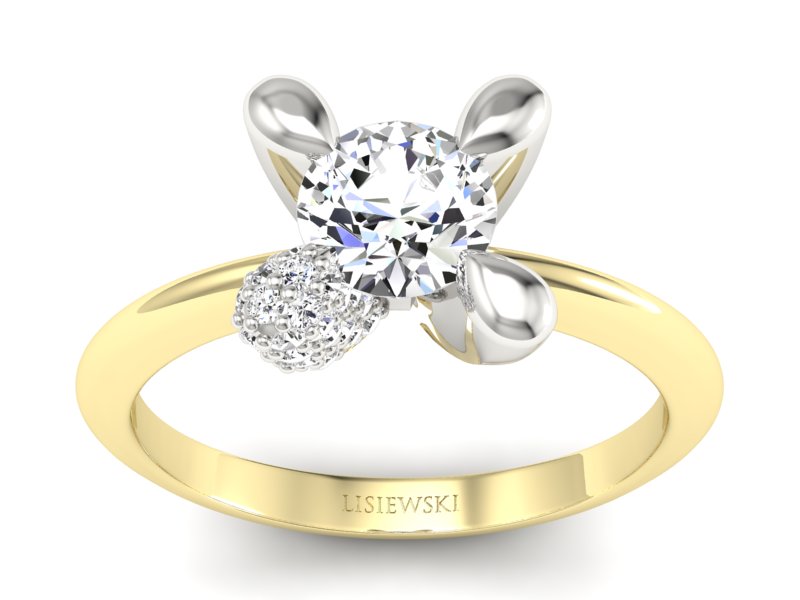 Złoty pierścionek zaręczynowy z brylantami - P15031bz_Si_J - 1