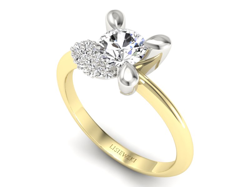 Złoty pierścionek zaręczynowy z brylantami - P15031bz_Si_J - 3