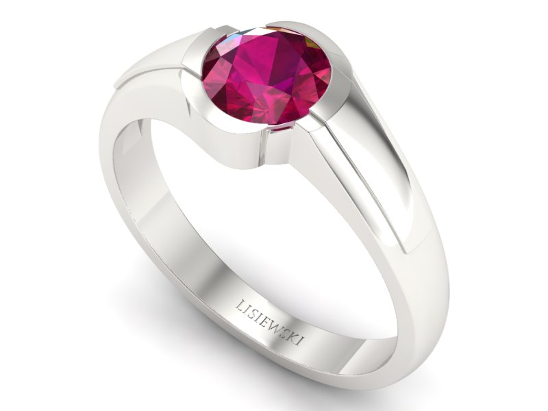 Złoty pierścionek z rubinem białe złoto - p15032br - 3