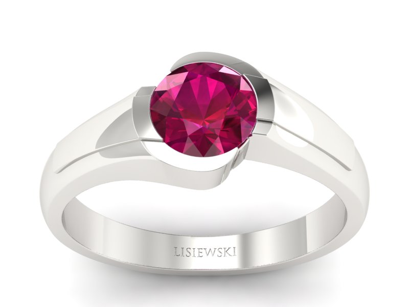 Złoty pierścionek z rubinem białe złoto - p15032br - 1