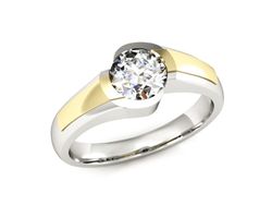Pierścionek z diamentem żółte i białe złoto 585 - p15032bz