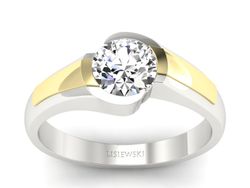 Pierścionek z brylantem białe żółte złoto - P15032bz_br_P_I