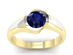 Pierścionek z szafirem białe i żółte złoto - P15032bzsz