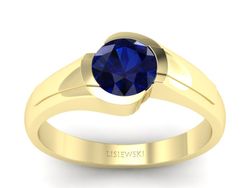 Złoty pierścionek z szafirem żółte złoto - p15032zsz