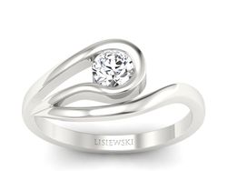 Złoty pierścionek z brylantem białe złoto - P15033b_Si_F