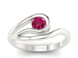 Złoty pierścionek z rubinem białe złoto - P15033brub