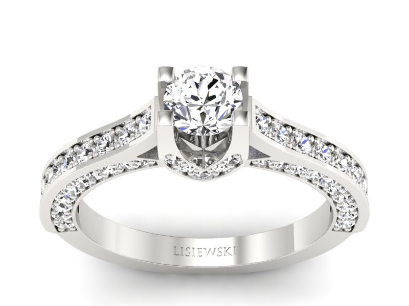 Pierścionek zaręczynowy z brylantami białe złoto - p15035b - 1