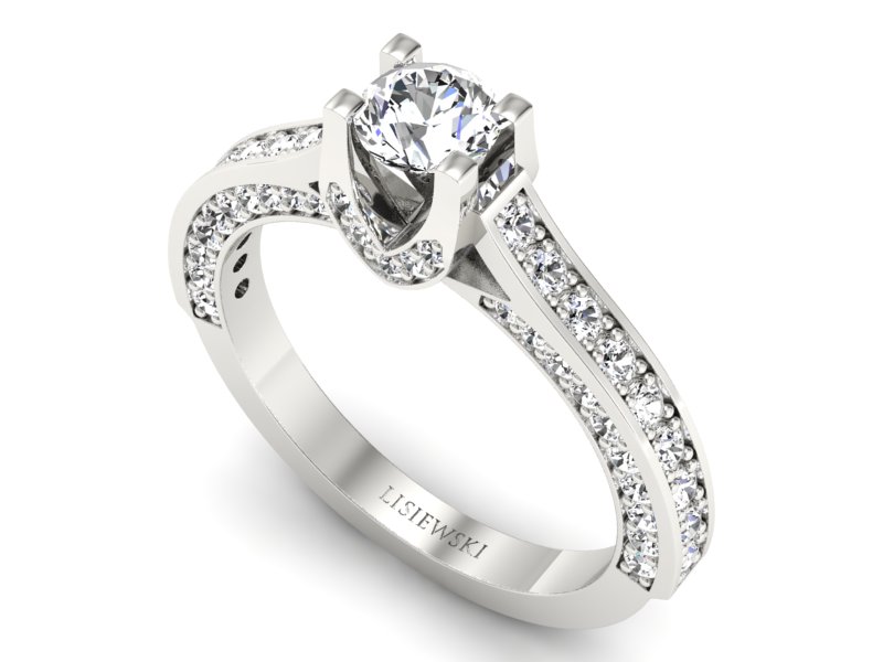 Pierścionek zaręczynowy z brylantami białe złoto - p15035b