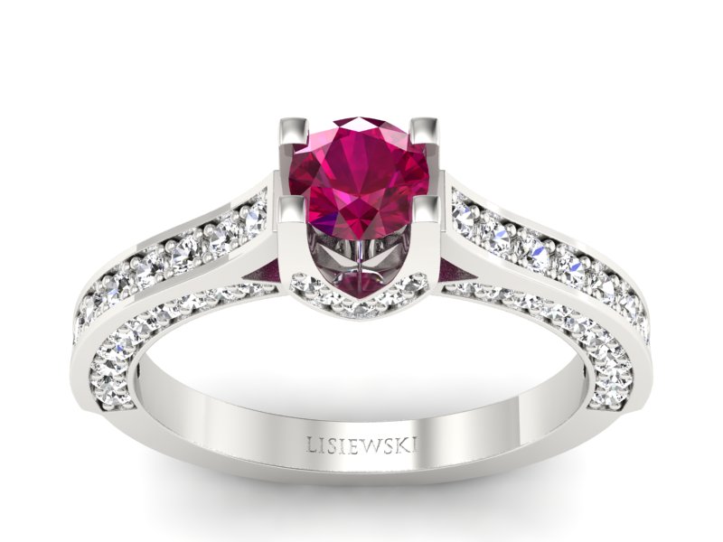 Pierścionek zaręczynowy z rubinem i brylantami - p15035br - 1