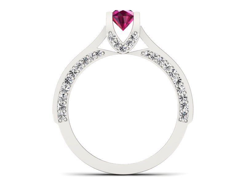Pierścionek zaręczynowy z rubinem i brylantami - p15035br - 2